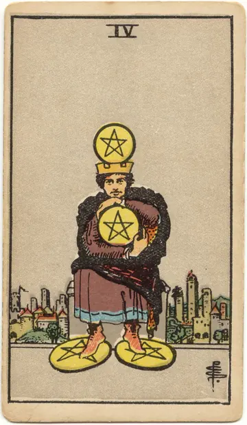 ไพ่ทาโรต์ 4 เหรียญ Four of Pentacles