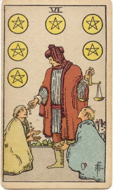 ไพ่ทาโรต์ 6 เหรียญ Six of Pentacles