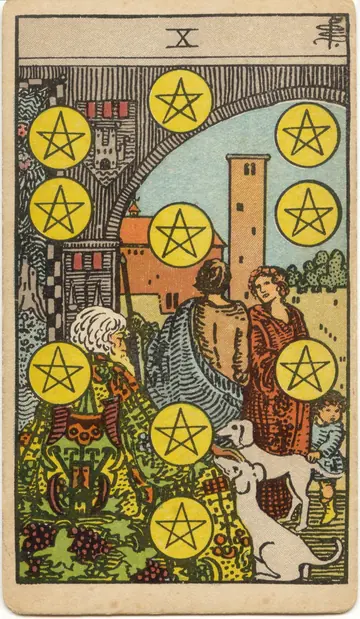 ไพ่ทาโรต์ 10 เหรียญ Ten of Pentacles