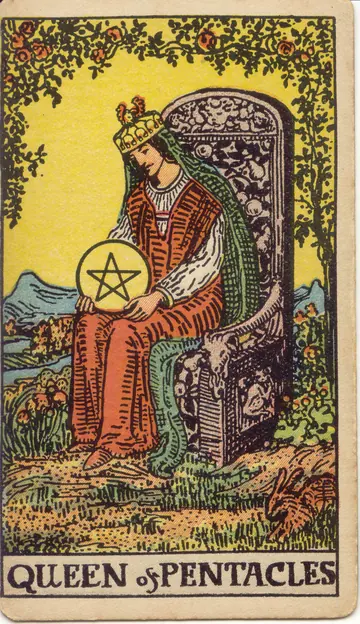 ไพ่ทาโรต์ ราชินี เหรียญ Queen of Pentacles