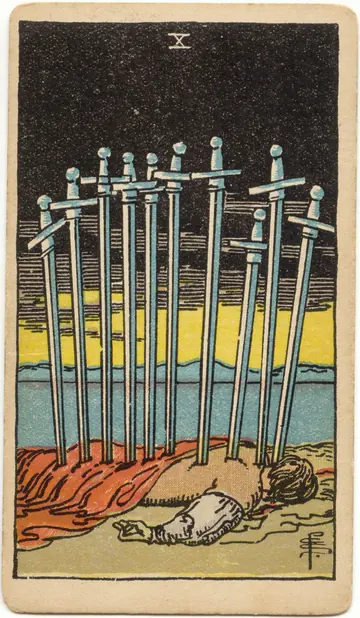 ไพ่ทาโรต์ 10 ดาบ Ten of Swords