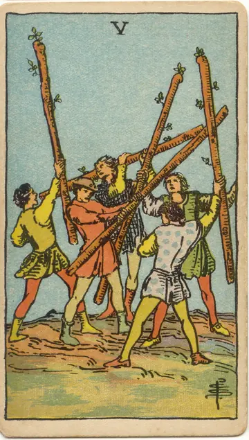 ไพ่ทาโรต์ 5 ไม้เท้า Five of Wands