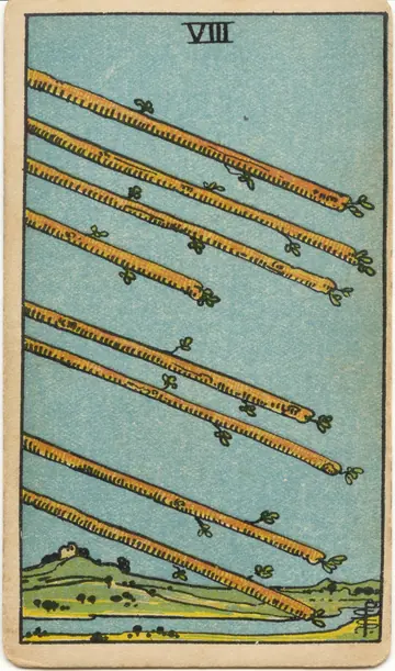 ไพ่ทาโรต์ 8 ไม้เท้า Eight of Wands
