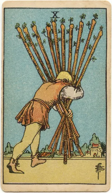 ไพ่ทาโรต์ 10 ไม้เท้า Ten of Wands