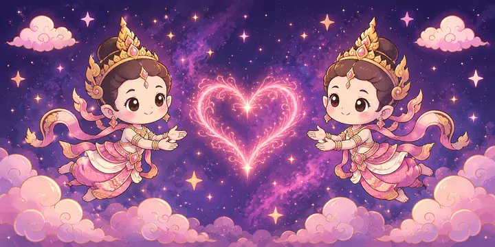 เทพสององค์กับหัวใจเรืองแสง ภาพประกอบดูดวงเนื้อคู่ดวงสมพงษ์